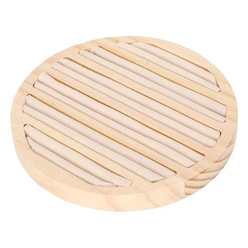 Hamwesh Runde 6 Slots Ring Ohrringe Tablett Holzschmuck -Display -Organisator mit 6 Ringschläfen Zur Aufbewahrung und Anzeige (Beiges Wildleder) von Hamwesh