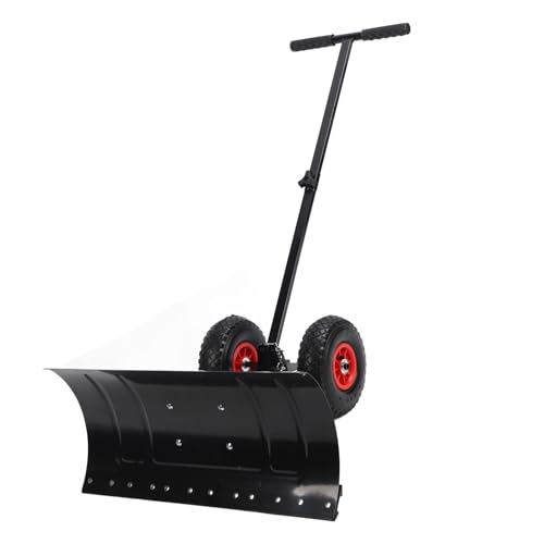 Hamwesh Schneeschaufel, Hochleistungsstahl Schneeschieber mit Rädern Winkel für Auffahrt Decks Gehwege Effizientes Entfernenwerkzeug Einstellbar von Hamwesh