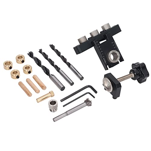 Hamwesh Taschenloch -Jig -Kit, Aluminiumlegierung 3 in 1 Holzbearbeitungsbohranleitung mit Verstellbarem Bohrlokator für Schraubenschraubenstempel von Hamwesh