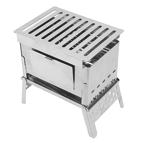 Hamwesh Tragbarer Holzkohlegrill, Rostfreier Stahlfaltungsgrill mit Abnehmbarem Grillkochherd für Camping -Picknick Im Freien von Hamwesh