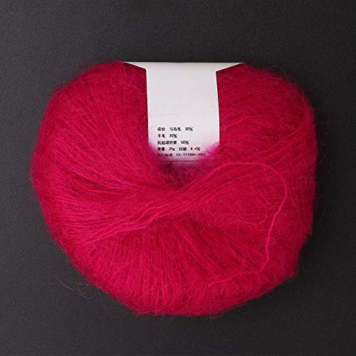 Hamwesh Wollgarn, Weiches Leichtes Strickgarn mit Mohair Zum Häkeln und Handstricken, Anti -Pilling und Anti -Schrumpfung für Schals, Schalspullover Hüte (14 Rose Rot) von Hamwesh