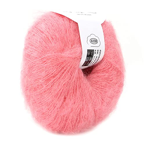 Hamwesh Wollgarn, Weiches Leichtes Strickgarn mit Mohair Zum Häkeln und Handstricken, Anti -Pilling und Anti -Schrumpfung für Schals, Schalspullover Hüte (32 Fleischpulver) von Hamwesh