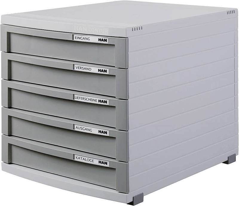 Han Contur 1505 19 Schubladenbox Lichtgrau Din A4 Din B4 Din C4 Schubfächer 5 B-Ware von Han Contur