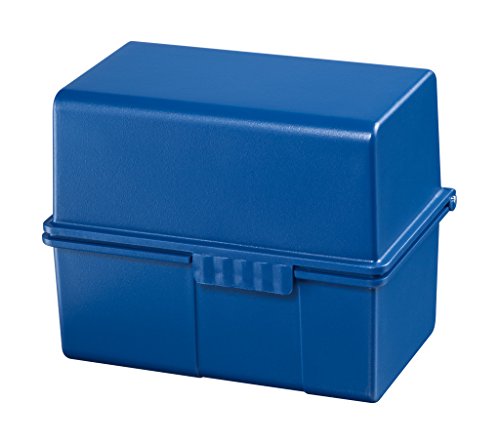 HAN Karteibox DIN A8 quer – innovatives, attraktives Design für 200 Karteikarten mit Stahlscharnier und Schnappverschluss, mit A-Z Register, blau, 978-14, 1 STÜCK von HAN