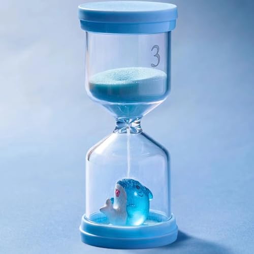 Bruchsichere Kunststoff-Sanduhr 3 Minuten,Bunt Sanduhr Kinder mit Hai in Macaron Blau,Zahnputzuhr Kinder,Time Timer Kinder für das Leben der Kinder,Lernen,Küche,Spiel Timing von HanCheng