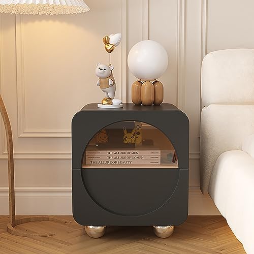 HanDpi Moderner Nachttisch, Nachttisch mit Schubladen aus gehärtetem Glas und Beinen aus Edelstahl für Schlafzimmer oder Wohnzimmer HanDpi Moderner Nachttisch, Nachttisch mit Schubladen aus gehärtetem Glas und Beinen aus Edelstahl für Schlafzimmer oder Wohnzimmer von HanDpi