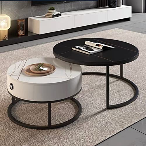 HanDpi Modernes Couchtisch-Set mit 2 Stück, Stahlrahmen in Gold/Schwarz – Stilvoller Couchtisch in Satzform für Wohnzimmer und kleine Räume – Tischplatte aus MDF-Marmor – Zuhause und Büro HanDpi Modernes Couchtisch-Set mit 2 Stück, Stahlrahmen in Gold/Schwarz – Stilvoller Couchtisch in Satzform für Wohnzimmer und kleine Räume – Tischplatte aus MDF-Marmor – Zuhause und Büro von HanDpi