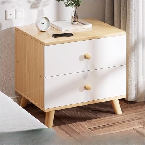 HanDpi Nachttisch, Nachttische mit 2 Schubladen, Nachttisch aus Holz, moderner Beistelltisch mit Stauraum für das Sofa für Schlafzimmer, Wohnzimmer, Wohnheim (48,9 x 35,1 x 50 cm) von HanDpi