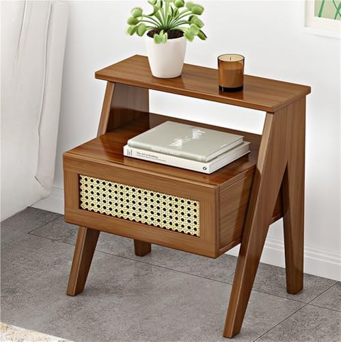 HanDpi Nachttische, Nachttisch mit offenem Regal, Beistelltisch mit Stauraum, Frisiertische, Nachttischschubladen, modernes Ende für Schlafzimmer, Wohnzimmer (braun) von HanDpi