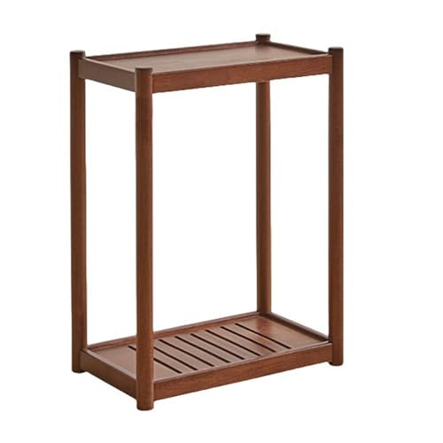HanDpi Rollbarer Sofa-Beistelltisch aus Holz, Nachttisch mit Rädern, multifunktionaler Nachttisch mit Stauraum, quadratischer Kaffeetisch mit 2 Ebenen für Schlafzimmer, kleine Räume, Wohnzimmer (b von HanDpi