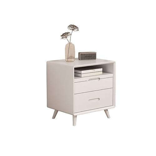Moderner Nachttisch aus reinem Massivholz in Weiß mit doppelten Schubladen – nordischer Stil der Mitte des Jahrhunderts, einfache ausziehbare Kaffeeplatte aus Holz im Retro-Stil (Farbe: Weiß Moderner Nachttisch aus reinem Massivholz in Weiß mit doppelten Schubladen – nordischer Stil der Mitte des Jahrhunderts, einfache ausziehbare Kaffeeplatte aus Holz im Retro-Stil (Farbe: Weiß von HanDpi