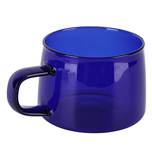250 Ml Glas-Kaffeetasse, Transparente Kaffeetasse, Glas, Tee, Wasser, Milchbecher mit Griff, Isolierte Kaffeetasse, Latte-Tassen, Transparente Tassen für Kaffee, Tee(Blau) von HanOBC