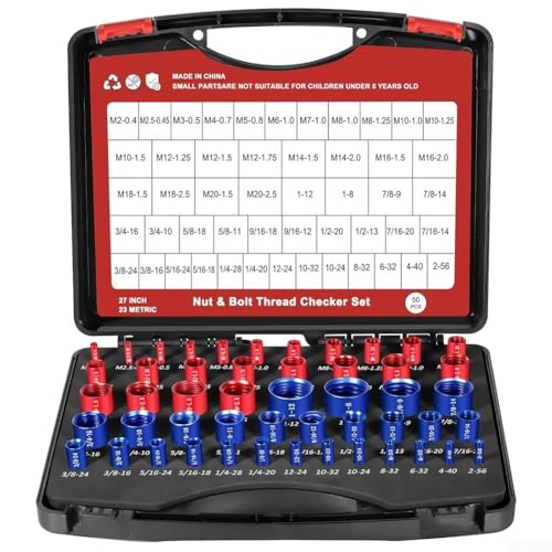 Gewindelehre Set 50 Stück SAE metrische Mutter Bolzen Identifier Kohlenstoffstahl mit Aufbewahrungsbox Gewindelehre Set 50 Stück SAE metrische Mutter Bolzen Identifier Kohlenstoffstahl mit Aufbewahrungsbox von HanOaki