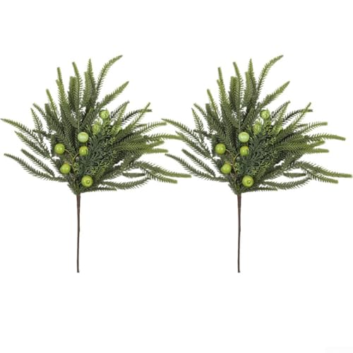 HanOaki 2 Stück künstliche Tannennadeln Zweige 45 cm Weihnachtsdekoration Urlaub Grün Kranz Girlanden (Z6102/45) von HanOaki