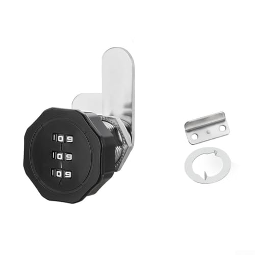 HanOaki 3-stelliges Zahlenschloss aus Zinklegierung, 20 mm, für Schubladen, Schränke, Wohnmobile, Boote und Werkzeugkästen (schwarz) von HanOaki