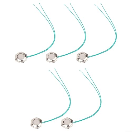 HanOaki 5 kurze Metall-Drucktastenschalter mit befestigten Drähten für 12 V 24 V Automobil- und Industrieeinsatz (16 mm) von HanOaki