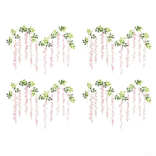 HanOaki Künstliche Glyzinien-Girlande, 4 Stück, 2,2 m, rosa hängende Blumen für Hochzeit, Party, Heimdekoration (hellrosa) von HanOaki