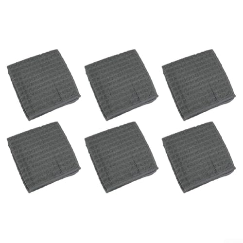 HanOaki Mikrofaser-Reinigungstücher mit Waffel- und Ananas-Gewebe, Mehrzweck-Geschirrtücher für Küche, Kaffee, Bar, Auto, sehr saugfähig, fusselfrei, dunkelgrau, 6 Stück von HanOaki