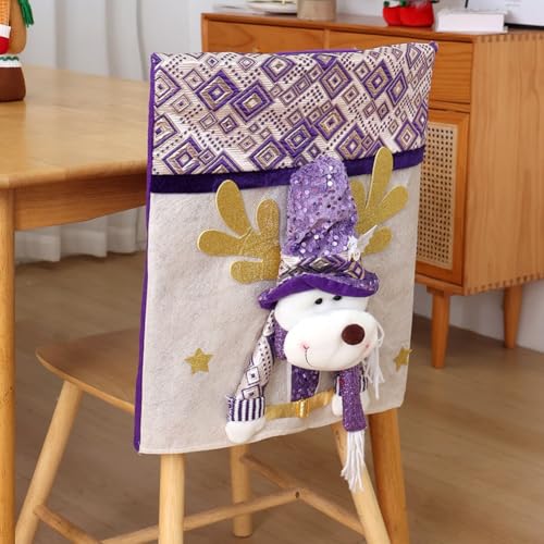 HanOaki Stuhlhussen für Weihnachten, Weihnachtsmann, Schneemann, Elch, Urlaub, Küche, Tischdekoration (ELK) von HanOaki