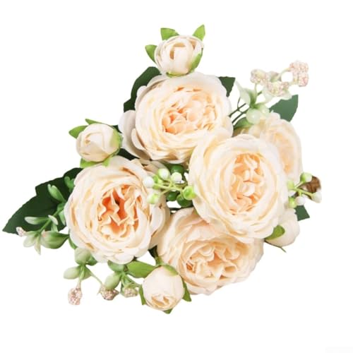 Künstliche Pfingstrosen, Seide, Blumenarrangement, realistische Tischdekoration, Hochzeitsdekoration, 32 cm, verschiedene Farben, 5 Stück, DIY Home Office (hellrosa) von HanOaki