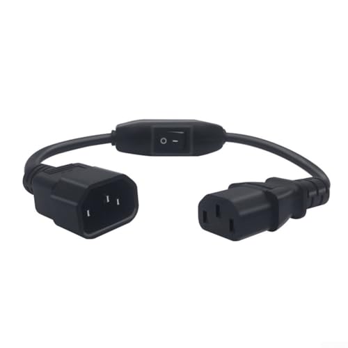 Netz-Verlängerungskabel, 30 cm, C14 auf C13 mit 10 A An-/Aus-Schalter, auslaufsichere und hitzebeständige Materialien für sichere und effiziente Stromübertragung von HanOaki
