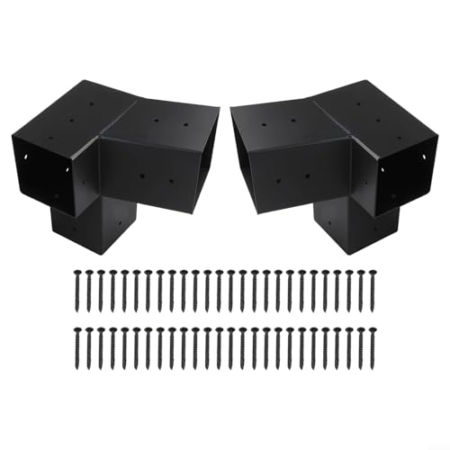 Pergolahalterungen aus Stahl für schräges Dach, inklusive Hardware für 10,2 x 10,2 cm Holzpfosten zur Unterstützung von Veranda und Pavillon (links 15° + rechts 15°) von HanOaki