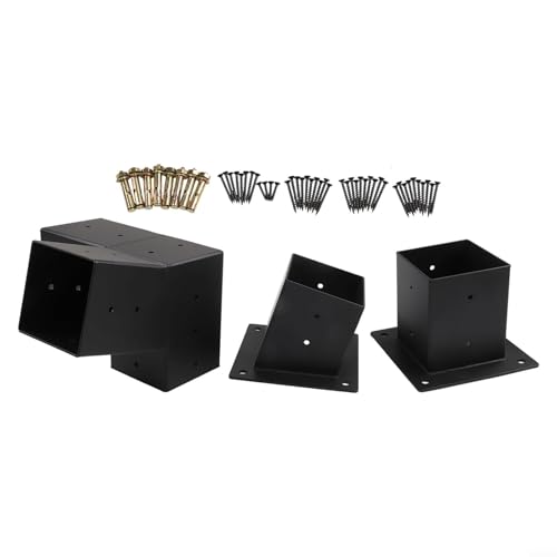 Pergolahalterungen aus Stahl für schräges Dach, inklusive Hardware für 10,2 x 10,2 cm Holzpfosten zur Unterstützung von Veranda und Pavillon (rechts 15°-Set) von HanOaki
