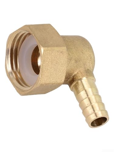 Schlauchstutzen aus Messing, 90 Grad, Winkelstück, Adapter für Wasser-, Gas-, Ölsysteme, mit auslaufsicherer Gewindedichtung (6 mm) von HanOaki