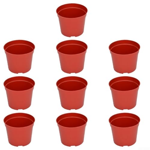 Set mit 10 schwarzen Kunststoff-Pflanztöpfen in verschiedenen Größen und starker Spritzgusskonstruktion, mit abgestuftem Drainagesystem für optimalen Luft- und Wasserfluss (B115#) von HanOaki