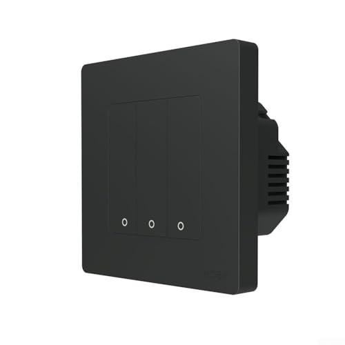 Smart Lichtschalter, Touch-Steuerung, Wandschalter, RF-Fernbedienung, kompatibel, Stern-Hintergrundbeleuchtung, Weiß, Schwarz, 86 x 86 mm, Heimautomation (3-Gang-Schwarz) von HanOaki