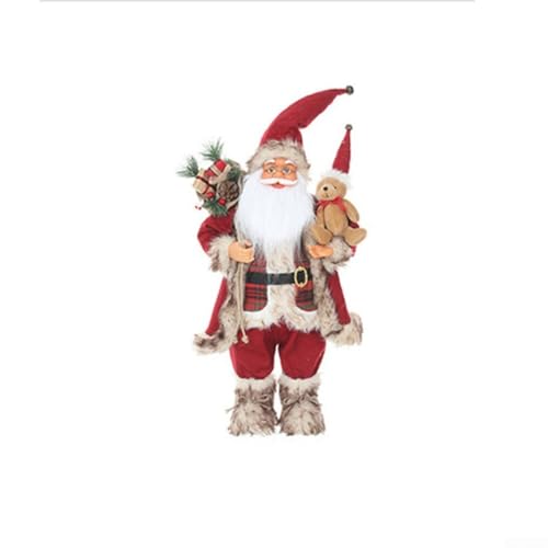 Traditionelle Weihnachtsmann-Dekofigur mit Kunststoff- und Stoff-Konstruktion, 30 cm Höhe, geeignet für Kaminsims, Tische, Regale und Büro für Urlaubsdisplays, 1 Stück (2) von HanOaki