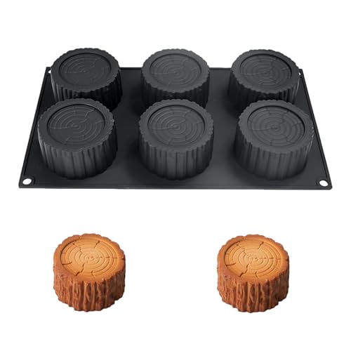 HanQZen 3D Erdbeere & Himbeere Silikon Backformen Set - Flexible Dessertformen für Mousse-Kuchen, Brownies, Gelee, Eis & Süßigkeiten (Frucht-Muster) ((Baumstumpf-Stück)(Schwarz)) von HanQZen