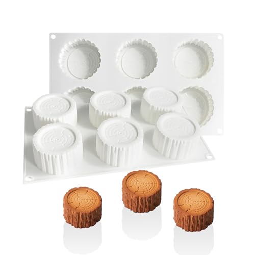 HanQZen 3D Erdbeere & Himbeere Silikon Backformen Set - Flexible Dessertformen für Mousse-Kuchen, Brownies, Gelee, Eis & Süßigkeiten (Frucht-Muster) ((Baumstumpf-Stück)(Weiß)) von HanQZen