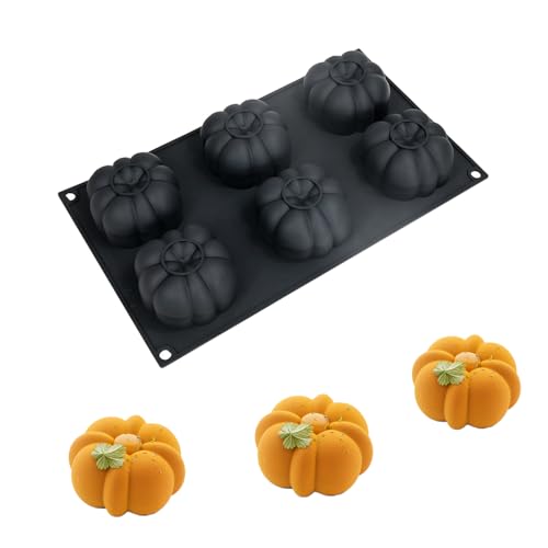 HanQZen 3D Erdbeere & Himbeere Silikon Backformen Set - Flexible Dessertformen für Mousse-Kuchen, Brownies, Gelee, Eis & Süßigkeiten (Frucht-Muster) ((Kürbis-Muster)(Schwarz)) von HanQZen