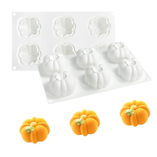 HanQZen 3D Erdbeere & Himbeere Silikon Backformen Set - Flexible Dessertformen für Mousse-Kuchen, Brownies, Gelee, Eis & Süßigkeiten (Frucht-Muster) ((Kürbis-Muster)(Weiß)) von HanQZen