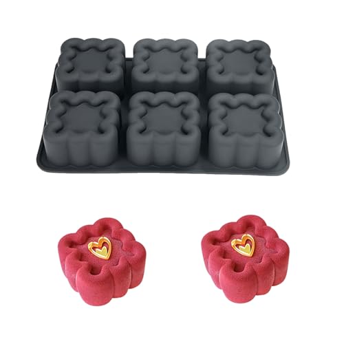 HanQZen 3D Erdbeere & Himbeere Silikon Backformen Set - Flexible Dessertformen für Mousse-Kuchen, Brownies, Gelee, Eis & Süßigkeiten (Frucht-Muster) ((Quadratkuchen)(Schwarz)) von HanQZen