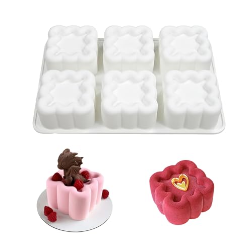 HanQZen 3D Erdbeere & Himbeere Silikon Backformen Set - Flexible Dessertformen für Mousse-Kuchen, Brownies, Gelee, Eis & Süßigkeiten (Frucht-Muster) ((Quadratkuchen)(Weiß)) von HanQZen