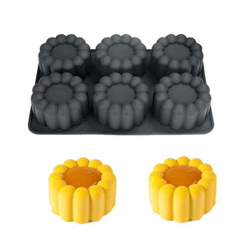 HanQZen 3D Erdbeere & Himbeere Silikon Backformen Set - Flexible Dessertformen für Mousse-Kuchen, Brownies, Gelee, Eis & Süßigkeiten (Frucht-Muster) ((Runde Blüte)(Schwarz)) von HanQZen