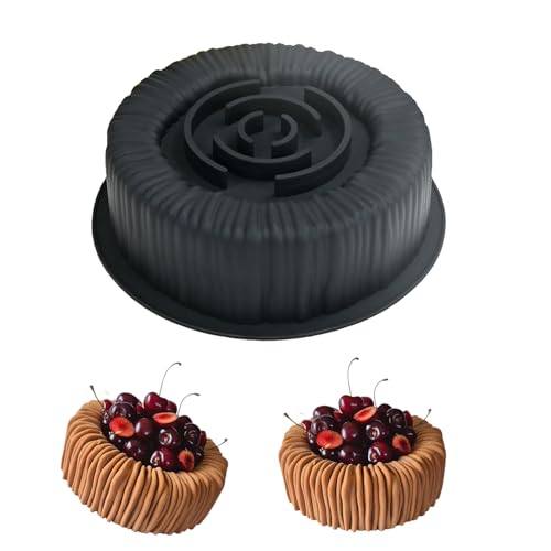 HanQZen 3D Erdbeere & Himbeere Silikon Backformen Set - Flexible Dessertformen für Mousse-Kuchen, Brownies, Gelee, Eis & Süßigkeiten (Frucht-Muster) ((großes Samtkuchen-Stück)(Schwarz)) von HanQZen