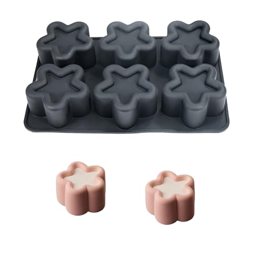 HanQZen 3D Erdbeere & Himbeere Silikon Backformen Set - Flexible Dessertformen für Mousse-Kuchen, Brownies, Gelee, Eis & Süßigkeiten (Frucht-Muster) ((sternförmig)(Schwarz)) von HanQZen