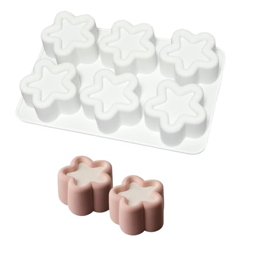 HanQZen 3D Erdbeere & Himbeere Silikon Backformen Set - Flexible Dessertformen für Mousse-Kuchen, Brownies, Gelee, Eis & Süßigkeiten (Frucht-Muster) ((sternförmig)(Weiß)) von HanQZen