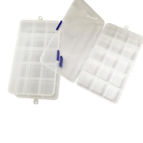 2 Stück 15 Fächer Sortierbox Aufbewahrung, Organizer Sortimentskasten Fächer Aufbewahrungsbox Schmuck Aufbewahrungsbox Sortierbox für Kleinteile Bastelwerkzeuge Aufbewahrung Schmuck Und Spielzeug von HanYun