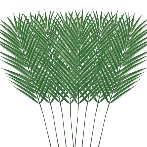 HanYun 8 Stück Künstliche Palmblätter, 63cm Künstliche Tropische Palmblätter Kunstpflanze Groß Areca Palme Künstliche Blätter für Hawaiian Luau Dekor Hochzeit Party Dschungel Deko von HanYun