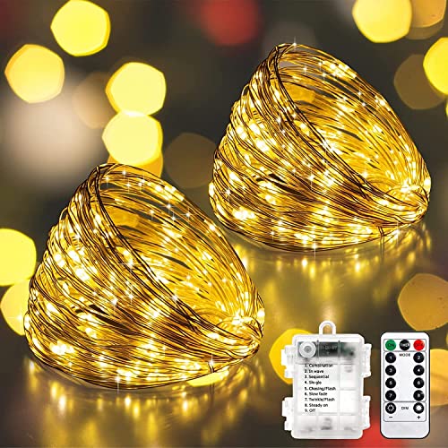 HanYun 10 M Lichterkette, 2 Pack 8 Modi lichterkette batterie fairy lights draht lichterkette mit Remote-Timer für Zimmer Weihnachten Party Deko wohnzimmer Warmweiß (Warmweiß) HanYun 10 M Lichterkette, 2 Pack 8 Modi lichterkette batterie fairy lights draht lichterkette mit Remote-Timer für Zimmer Weihnachten Party Deko wohnzimmer Warmweiß (Warmweiß) von HanYun