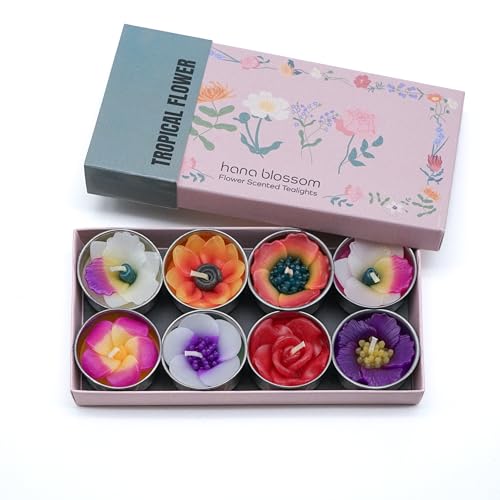 Hana Blossom Gemischt 8 handgemachte Fairtrade duftende Blumen Teelicht Kerze in sortierten Designs und Farben Geschenk-Set. Hana Blossom Gemischt 8 handgemachte Fairtrade duftende Blumen Teelicht Kerze in sortierten Designs und Farben Geschenk-Set. von Hana Blossom