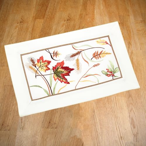 HanaQi Tischläufer Weiß mit Herbstblätter Stickerei Polyester ca. 30x45 cm Eckig HanaQi Tischläufer Weiß mit Herbstblätter Stickerei Polyester ca. 30x45 cm Eckig von HanaQi