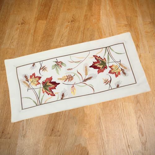 HanaQi Tischläufer Weiß mit Herbstblätter Stickerei ca. 35x70 cm HanaQi Tischläufer Weiß mit Herbstblätter Stickerei ca. 35x70 cm von HanaQi