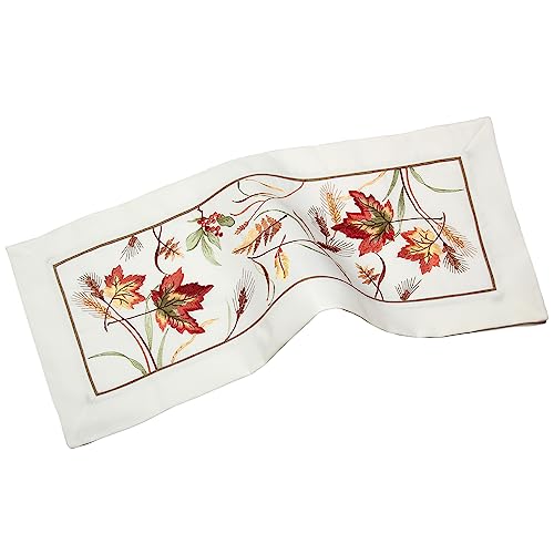 HanaQi Tischläufer Weiß mit Herbstblätter Stickerei ca. 40x90 cm HanaQi Tischläufer Weiß mit Herbstblätter Stickerei ca. 40x90 cm von HanaQi