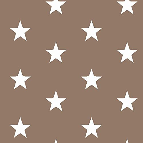 Hanabi 04954 Baumwollstoff Design Stars, Baumwolle, taupe, 1 m x ca. 1,5 m von Hanabi