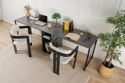 Contemporary and Practical Study Desk, Anthracite, Black, 240 x 74 x 60 | 100% Melamine Coated Particle Board| Perfect for Modern Home Office & Study Spaces, Elegant and Functional Design Contemporary and Practical Study Desk, Anthracite, Black, 240 x 74 x 60 | 100% Melamine Coated Particle Board| Perfect for Modern Home Office & Study Spaces, Elegant and Functional Design von Hanah Home